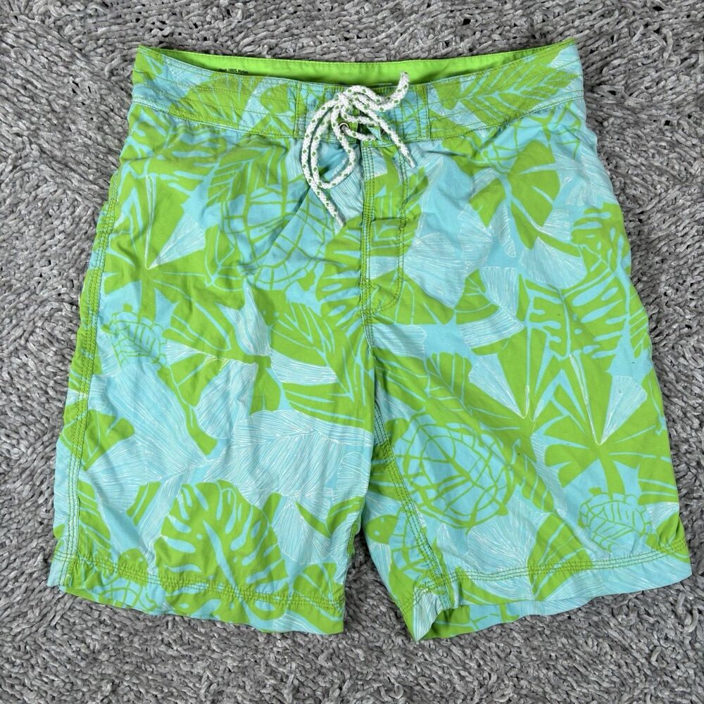 Lilly Pulitzer Surfer Trunk Board Shorts Mens 30 Floral Blue Green Summer Beach